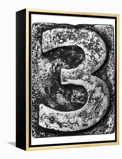 Metal Alloy Alphabet Number 3-donatas1205-Framed Stretched Canvas