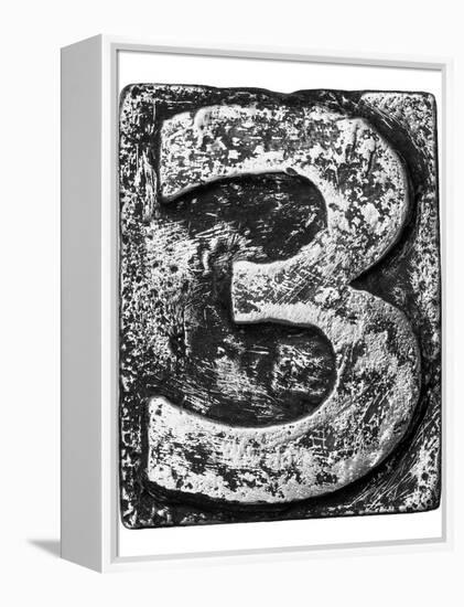 Metal Alloy Alphabet Number 3-donatas1205-Framed Stretched Canvas