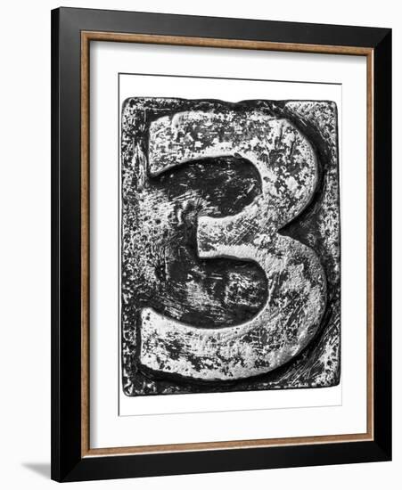 Metal Alloy Alphabet Number 3-donatas1205-Framed Art Print