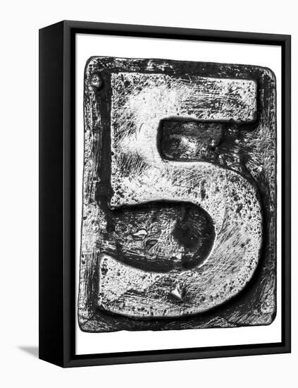 Metal Alloy Alphabet Number 5-donatas1205-Framed Stretched Canvas