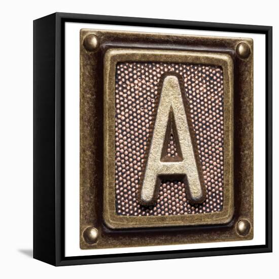 Metal Button Alphabet Letter A-donatas1205-Framed Stretched Canvas