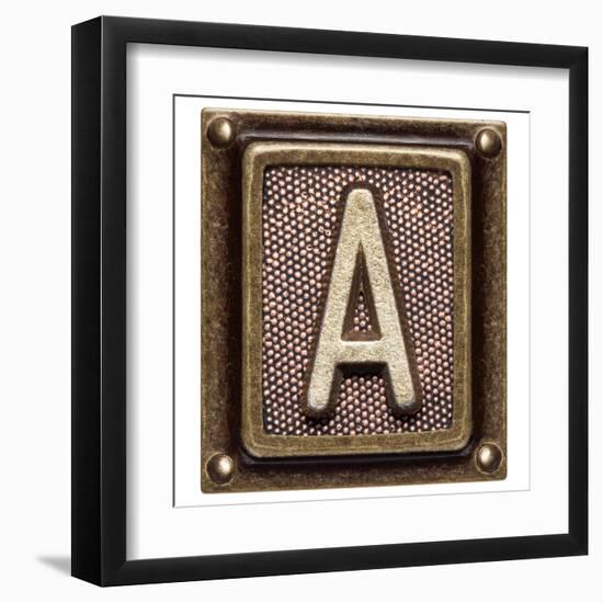 Metal Button Alphabet Letter A-donatas1205-Framed Art Print