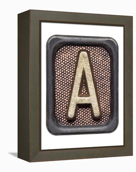 Metal Button Alphabet Letter A-donatas1205-Framed Stretched Canvas