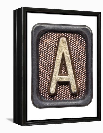 Metal Button Alphabet Letter A-donatas1205-Framed Stretched Canvas