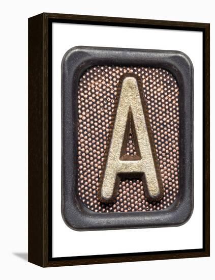 Metal Button Alphabet Letter A-donatas1205-Framed Stretched Canvas