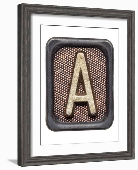 Metal Button Alphabet Letter A-donatas1205-Framed Art Print