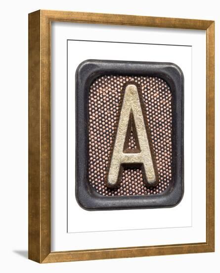 Metal Button Alphabet Letter A-donatas1205-Framed Art Print