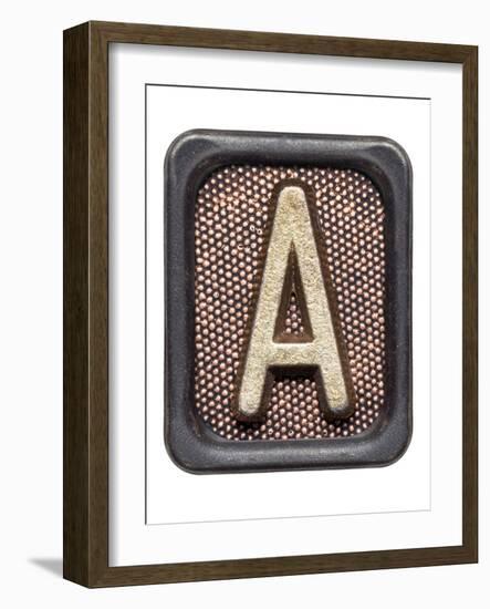 Metal Button Alphabet Letter A-donatas1205-Framed Art Print