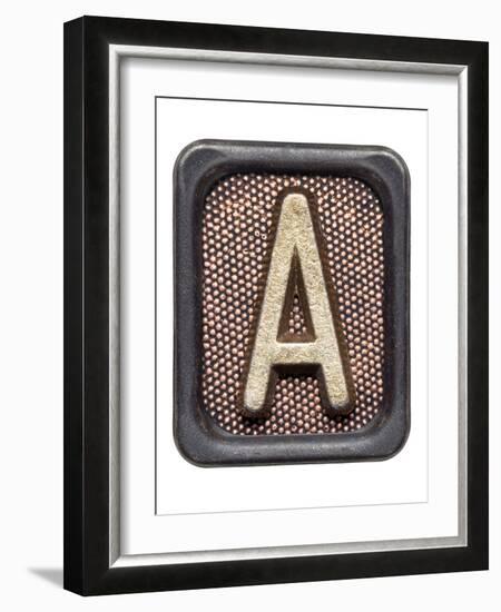 Metal Button Alphabet Letter A-donatas1205-Framed Art Print