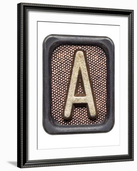 Metal Button Alphabet Letter A-donatas1205-Framed Art Print