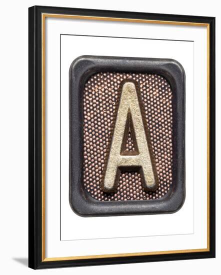 Metal Button Alphabet Letter A-donatas1205-Framed Art Print