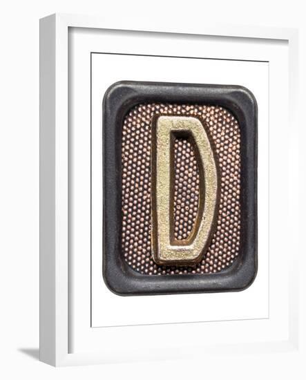 Metal Button Alphabet Letter D-donatas1205-Framed Art Print