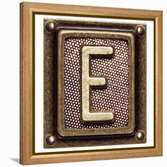 Metal Button Alphabet Letter E-donatas1205-Framed Stretched Canvas