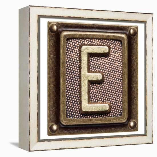 Metal Button Alphabet Letter E-donatas1205-Framed Stretched Canvas