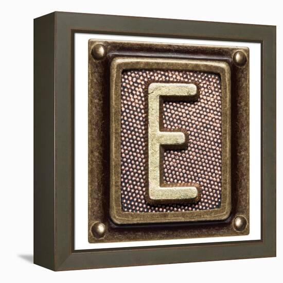 Metal Button Alphabet Letter E-donatas1205-Framed Stretched Canvas