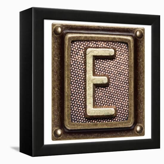 Metal Button Alphabet Letter E-donatas1205-Framed Stretched Canvas