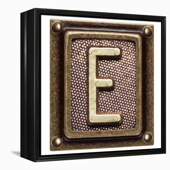 Metal Button Alphabet Letter E-donatas1205-Framed Stretched Canvas