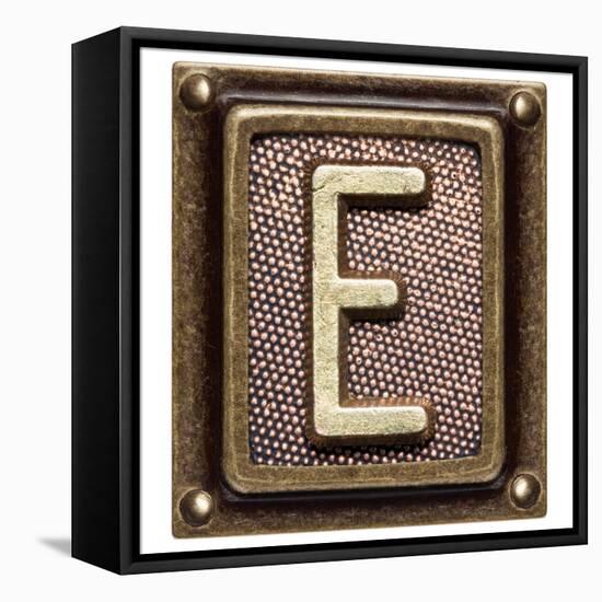 Metal Button Alphabet Letter E-donatas1205-Framed Stretched Canvas