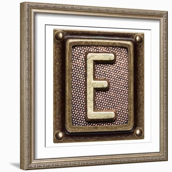 Metal Button Alphabet Letter E-donatas1205-Framed Premium Giclee Print