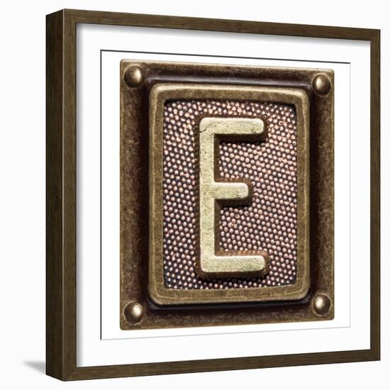 Metal Button Alphabet Letter E-donatas1205-Framed Premium Giclee Print