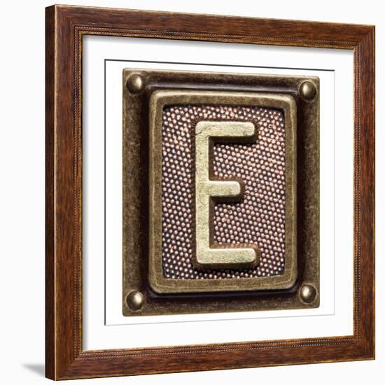 Metal Button Alphabet Letter E-donatas1205-Framed Premium Giclee Print