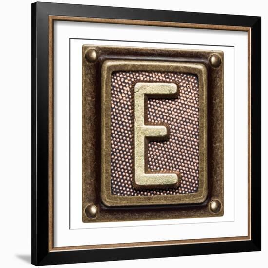 Metal Button Alphabet Letter E-donatas1205-Framed Premium Giclee Print