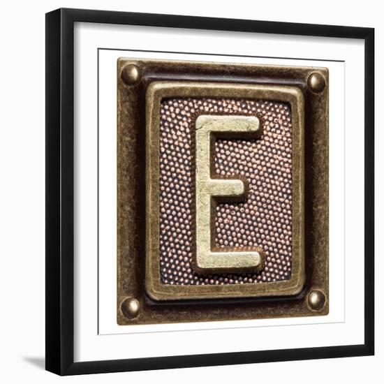 Metal Button Alphabet Letter E-donatas1205-Framed Premium Giclee Print