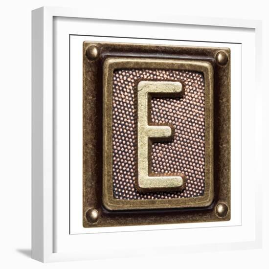 Metal Button Alphabet Letter E-donatas1205-Framed Premium Giclee Print