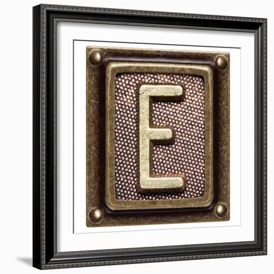 Metal Button Alphabet Letter E-donatas1205-Framed Premium Giclee Print