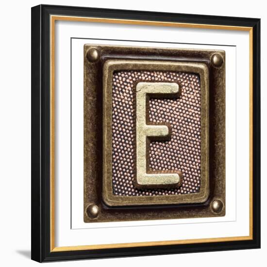 Metal Button Alphabet Letter E-donatas1205-Framed Premium Giclee Print