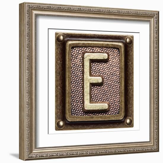 Metal Button Alphabet Letter E-donatas1205-Framed Art Print