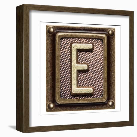 Metal Button Alphabet Letter E-donatas1205-Framed Art Print