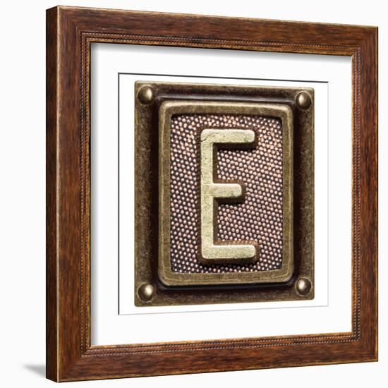 Metal Button Alphabet Letter E-donatas1205-Framed Art Print