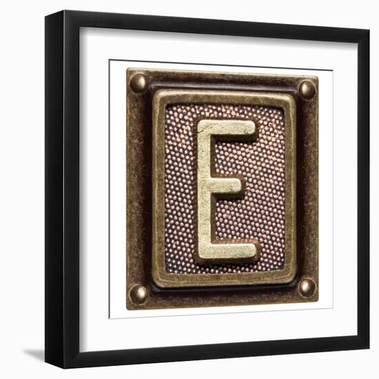 Metal Button Alphabet Letter E-donatas1205-Framed Art Print