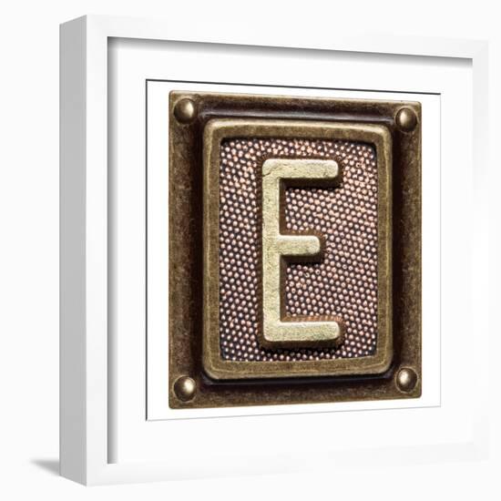 Metal Button Alphabet Letter E-donatas1205-Framed Art Print