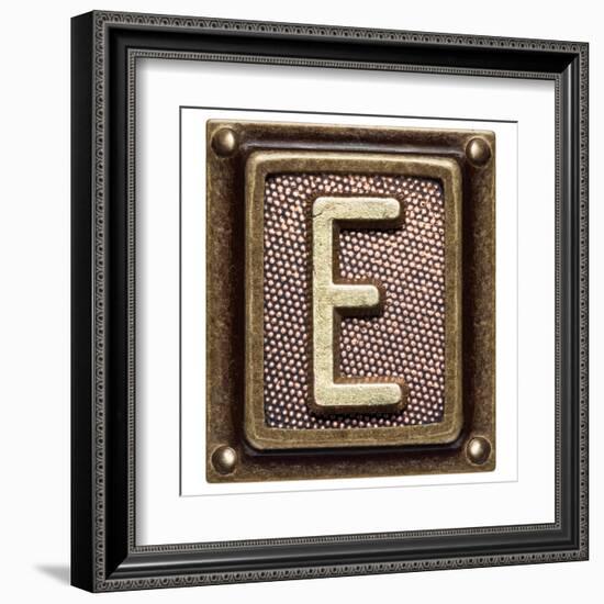 Metal Button Alphabet Letter E-donatas1205-Framed Art Print