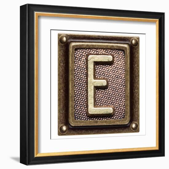 Metal Button Alphabet Letter E-donatas1205-Framed Art Print