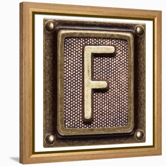 Metal Button Alphabet Letter F-donatas1205-Framed Stretched Canvas