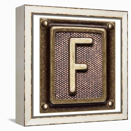 Metal Button Alphabet Letter F-donatas1205-Framed Stretched Canvas