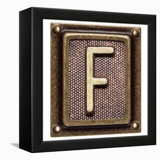 Metal Button Alphabet Letter F-donatas1205-Framed Stretched Canvas