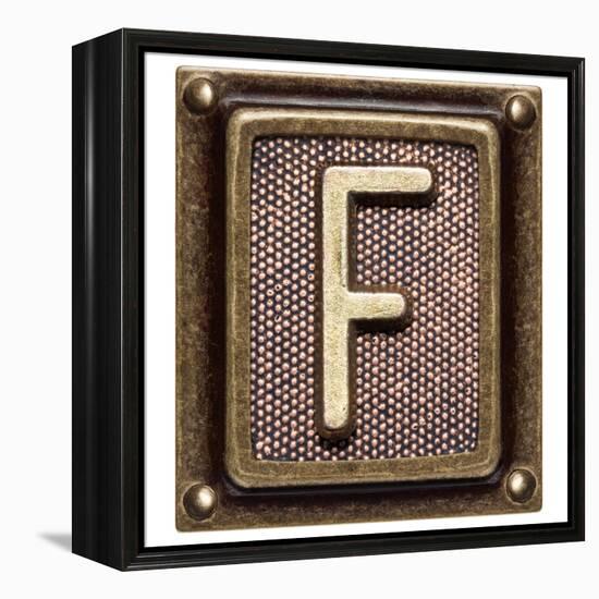 Metal Button Alphabet Letter F-donatas1205-Framed Stretched Canvas