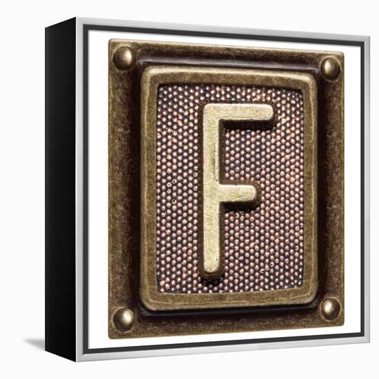 Metal Button Alphabet Letter F-donatas1205-Framed Stretched Canvas