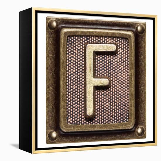 Metal Button Alphabet Letter F-donatas1205-Framed Stretched Canvas