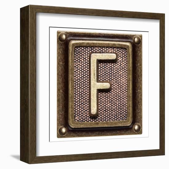 Metal Button Alphabet Letter F-donatas1205-Framed Art Print