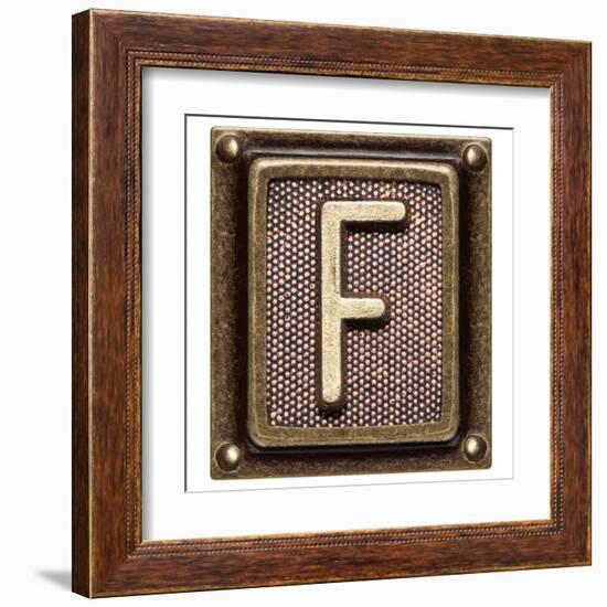 Metal Button Alphabet Letter F-donatas1205-Framed Art Print