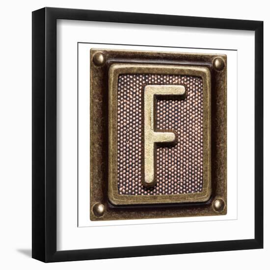 Metal Button Alphabet Letter F-donatas1205-Framed Art Print