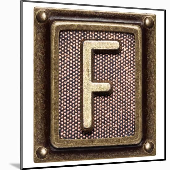 Metal Button Alphabet Letter F-donatas1205-Mounted Art Print