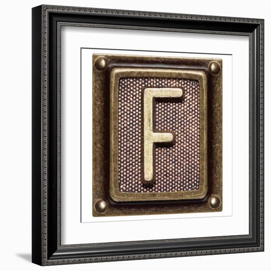 Metal Button Alphabet Letter F-donatas1205-Framed Art Print