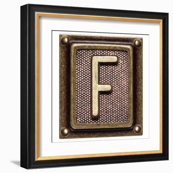 Metal Button Alphabet Letter F-donatas1205-Framed Art Print