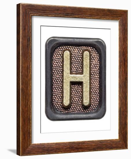 Metal Button Alphabet Letter H-donatas1205-Framed Art Print